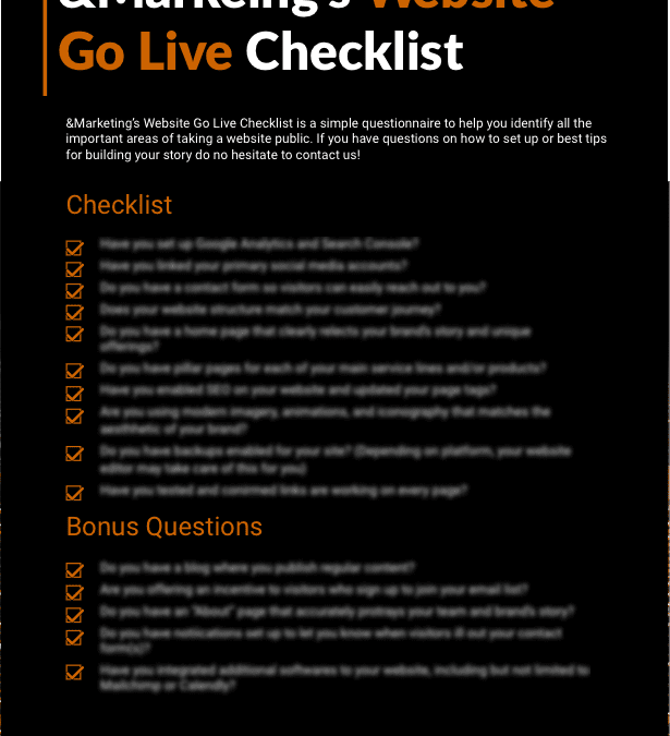 &Marketing’s Website Go Live Checklist